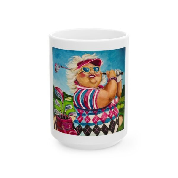 Gurt goes Golfing Colorful Artistic Ceramic Mug - Perfect for Coffee Lovers & Art Enthusiasts - Image 4