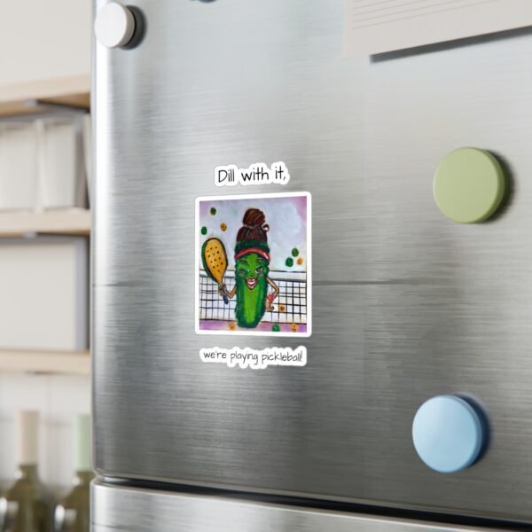 Whimsical Pickleball Queen Kiss-Cut Vinyl Decal - Dill with it, we’re playing pickleball! - Image 2