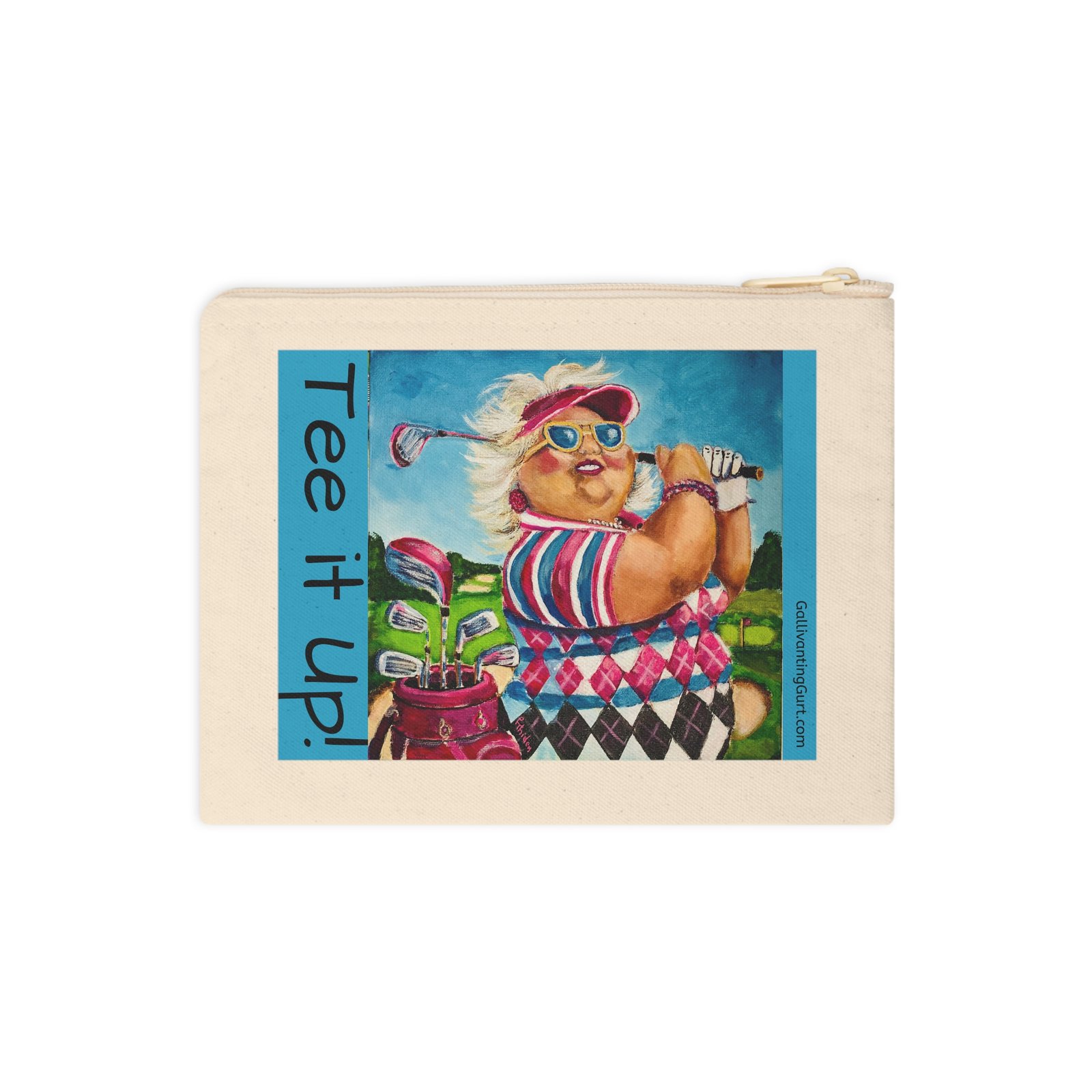 Golfing with Gurt as she Tee’s It Up Golf Accessory Zipper Pouch - Fun & Functional for Golf Lovers - Image 2