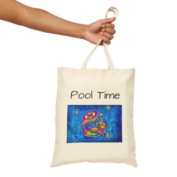 Pool Time with Gurt!  Cotton Canvas Tote Bag - - Image 2