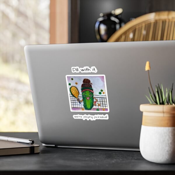 Whimsical Pickleball Queen Kiss-Cut Vinyl Decal - Dill with it, we’re playing pickleball! - Image 3