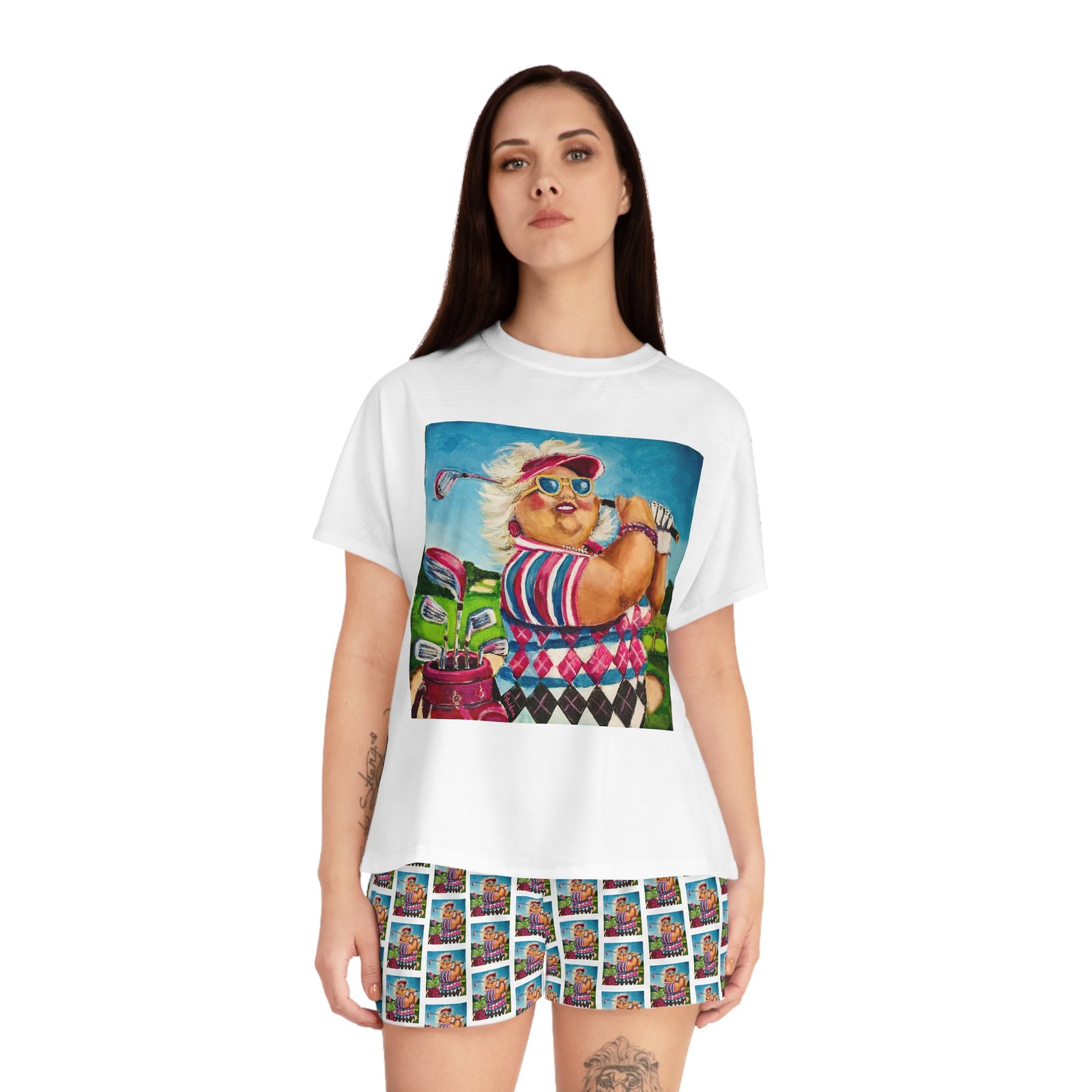 Golfing with Gurt Playful Golf-Themed Women's Pajama Set - Perfect for Golf Lovers! - Image 4
