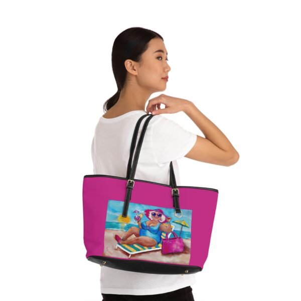 Chic PU Leather Shoulder Bag - Fun Summer Vibes with Gallivanting Gurt at the Beach Design Pink - Image 2