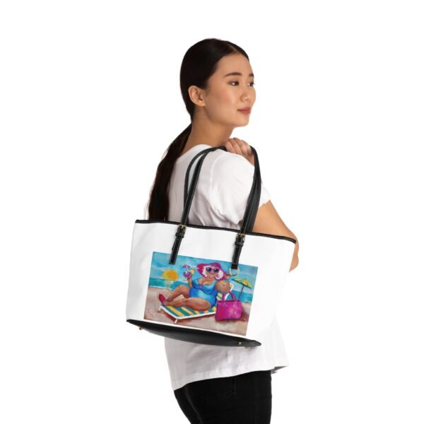 Chic PU Leather Shoulder Bag - Fun Summer Vibes with Gallivanting Gurt at the Beach Design White - Image 4