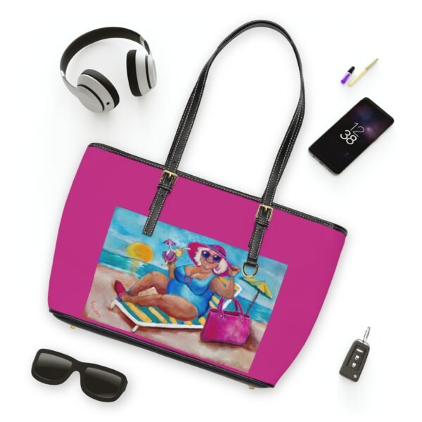 Chic PU Leather Shoulder Bag - Fun Summer Vibes with Gallivanting Gurt at the Beach Design Pink - Image 3