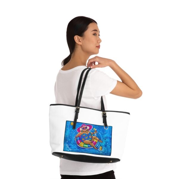White Chic PU Leather Shoulder Bag - Fun Summer Vibes with Gallivanting Gurt Pool Design - Image 2