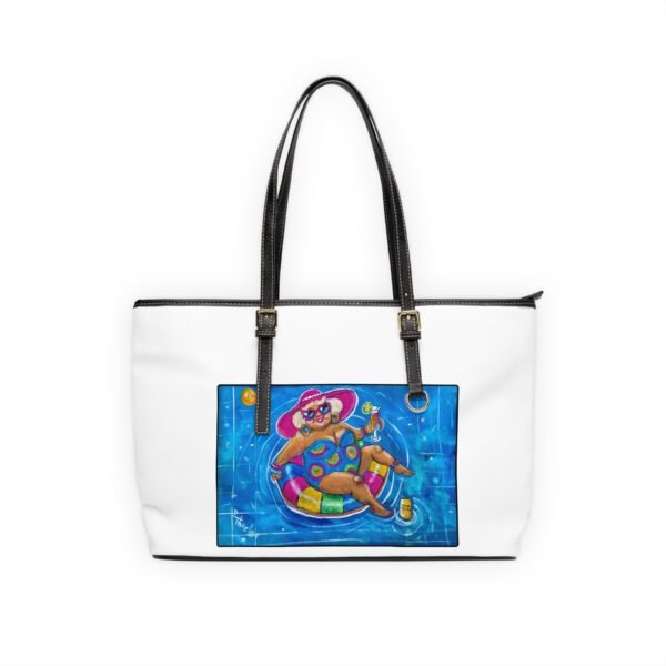White Chic PU Leather Shoulder Bag - Fun Summer Vibes with Gallivanting Gurt Pool Design