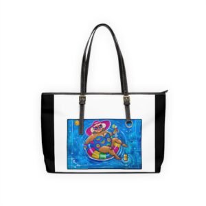 Black and White Chic PU Leather Shoulder Bag - Fun Summer Vibes with Gallivanting Gurt Pool Design