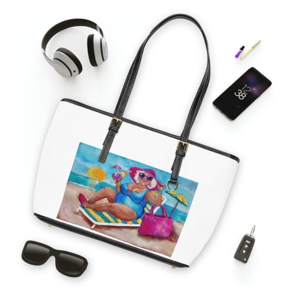 Chic PU Leather Shoulder Bag - Fun Summer Vibes with Gallivanting Gurt at the Beach Design White - Image 3