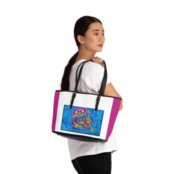 Chic PU Leather Shoulder Bag - Fun Summer Vibes with Gallivanting Gurt Pool Design - Image 4