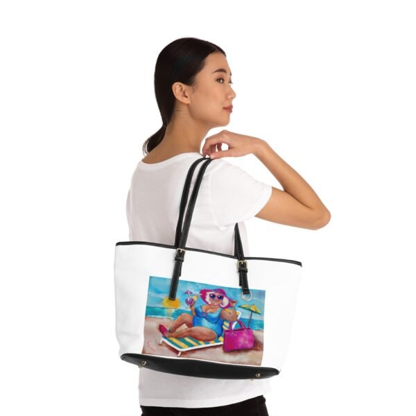Chic PU Leather Shoulder Bag - Fun Summer Vibes with Gallivanting Gurt at the Beach Design White - Image 2