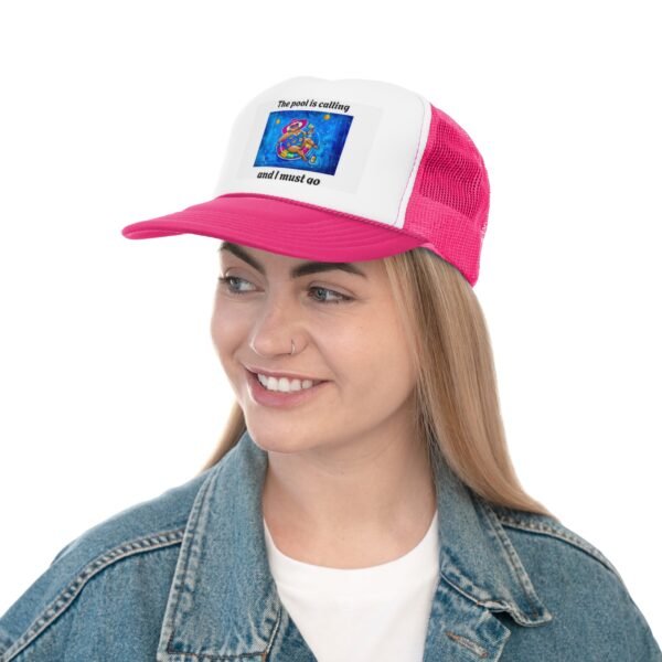 Funny Pool Trucker Cap - 'The Pool Is Calling and I Must Go' - Image 4
