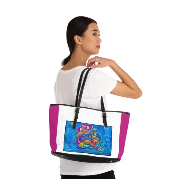 Chic PU Leather Shoulder Bag - Fun Summer Vibes with Gallivanting Gurt Pool Design - Image 2