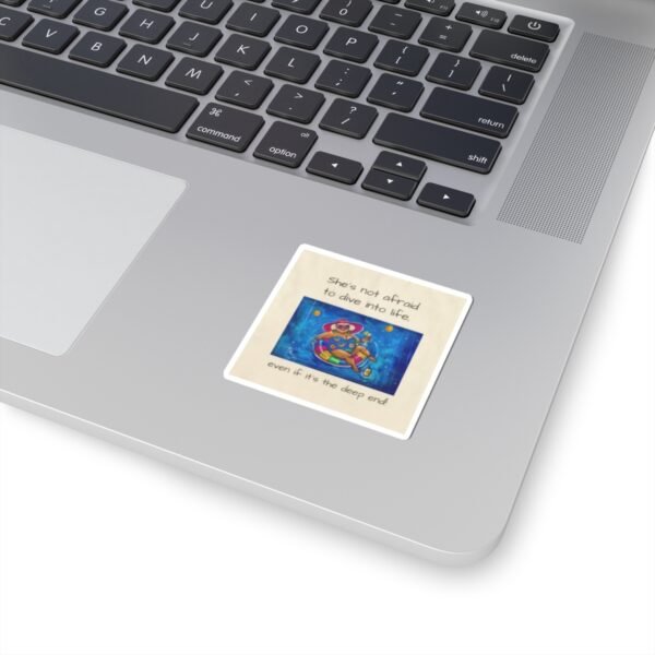 She is not afraid to Dive into Live, Even if it’s the deep end.   Pool Vibes Kiss-Cut Sticker - Image 2