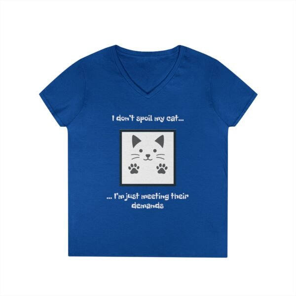 Cat Lover V-Neck T-Shirt - I don’t Spoil my Cat I am just meeting their demands - Image 19