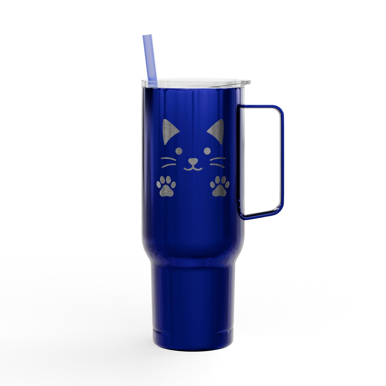 Tumbler Insulated with Lid - Cat Demands Engraved Design - Image 9