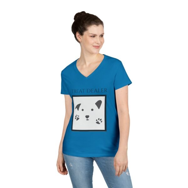 Funny Ladies' V-Neck T-Shirt - "Treat Dealer” - Image 6