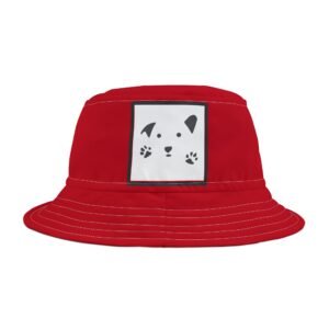Gud Dog Dark Red   Colorful Retro Summer Bucket Hat -