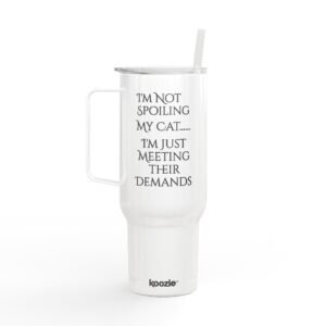 Tumbler Insulated with Lid - Cat Demands Engraved Design