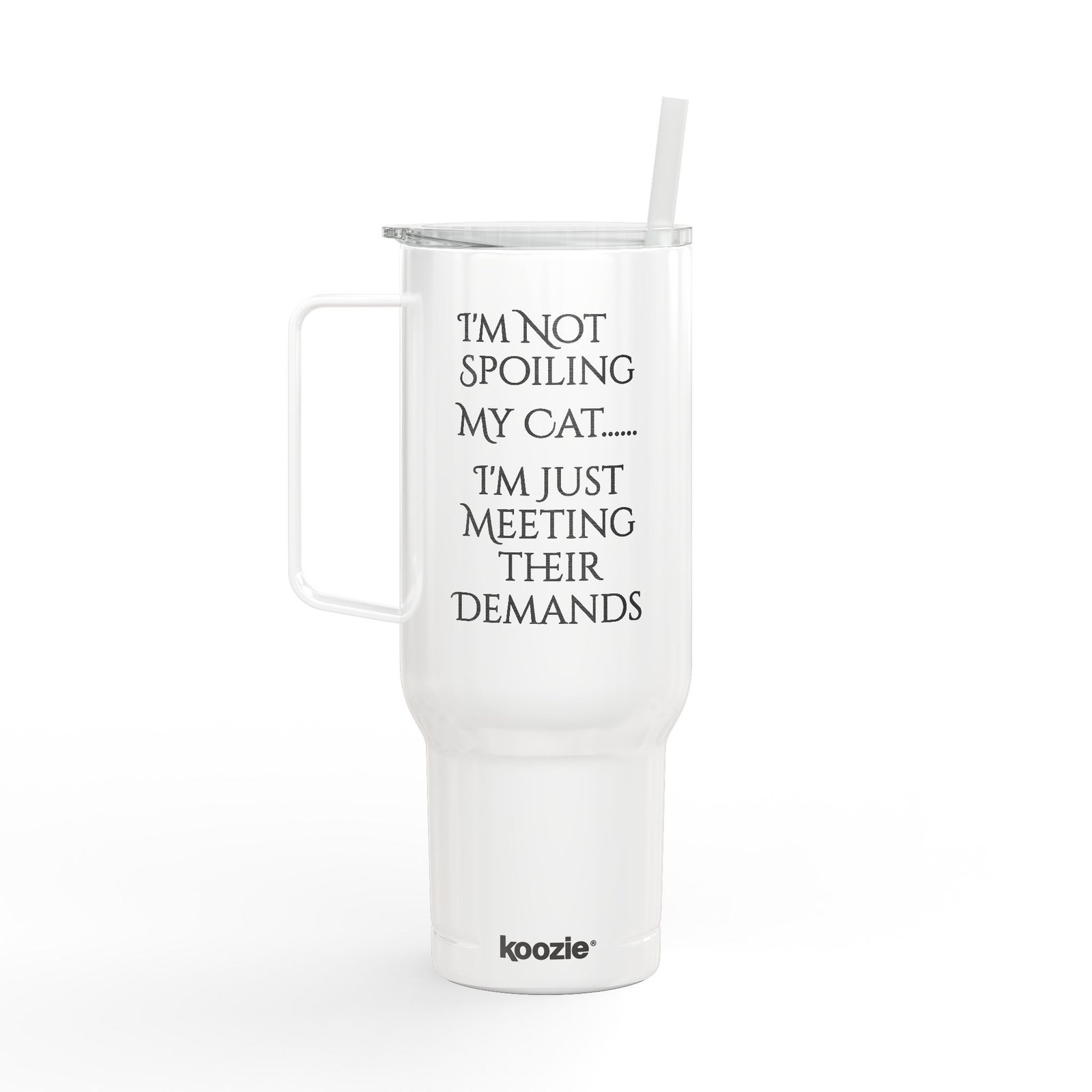 Tumbler Insulated with Lid - Cat Demands Engraved Design