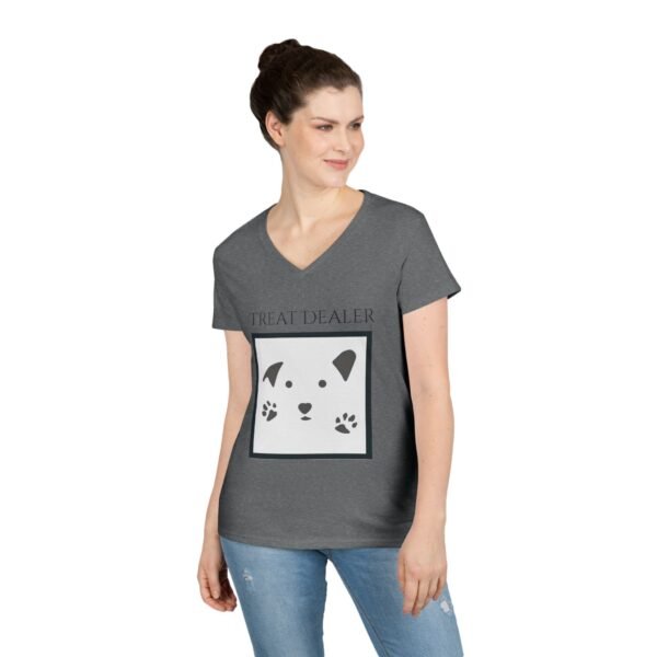 Funny Ladies' V-Neck T-Shirt - "Treat Dealer” - Image 18