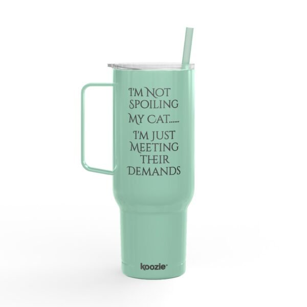 Tumbler Insulated with Lid - Cat Demands Engraved Design - Image 4
