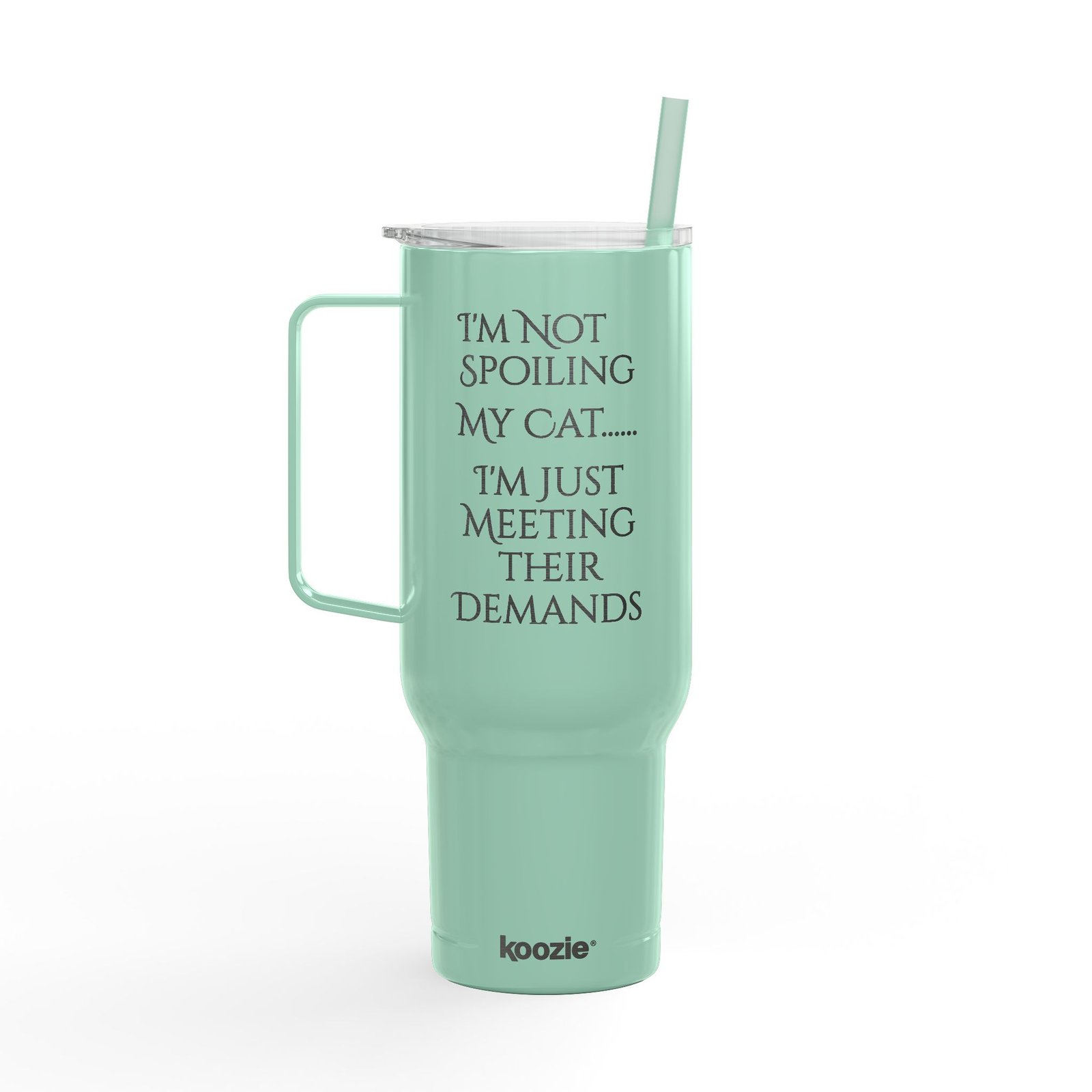 Tumbler Insulated with Lid - Cat Demands Engraved Design - Image 4