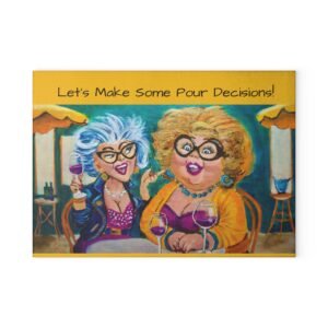 Fun Glass Cutting Board for Wine Lovers - Perfect Gift for Friends, Kitchen Decor, Unique Cooking Gift, Wine Night Accessory
