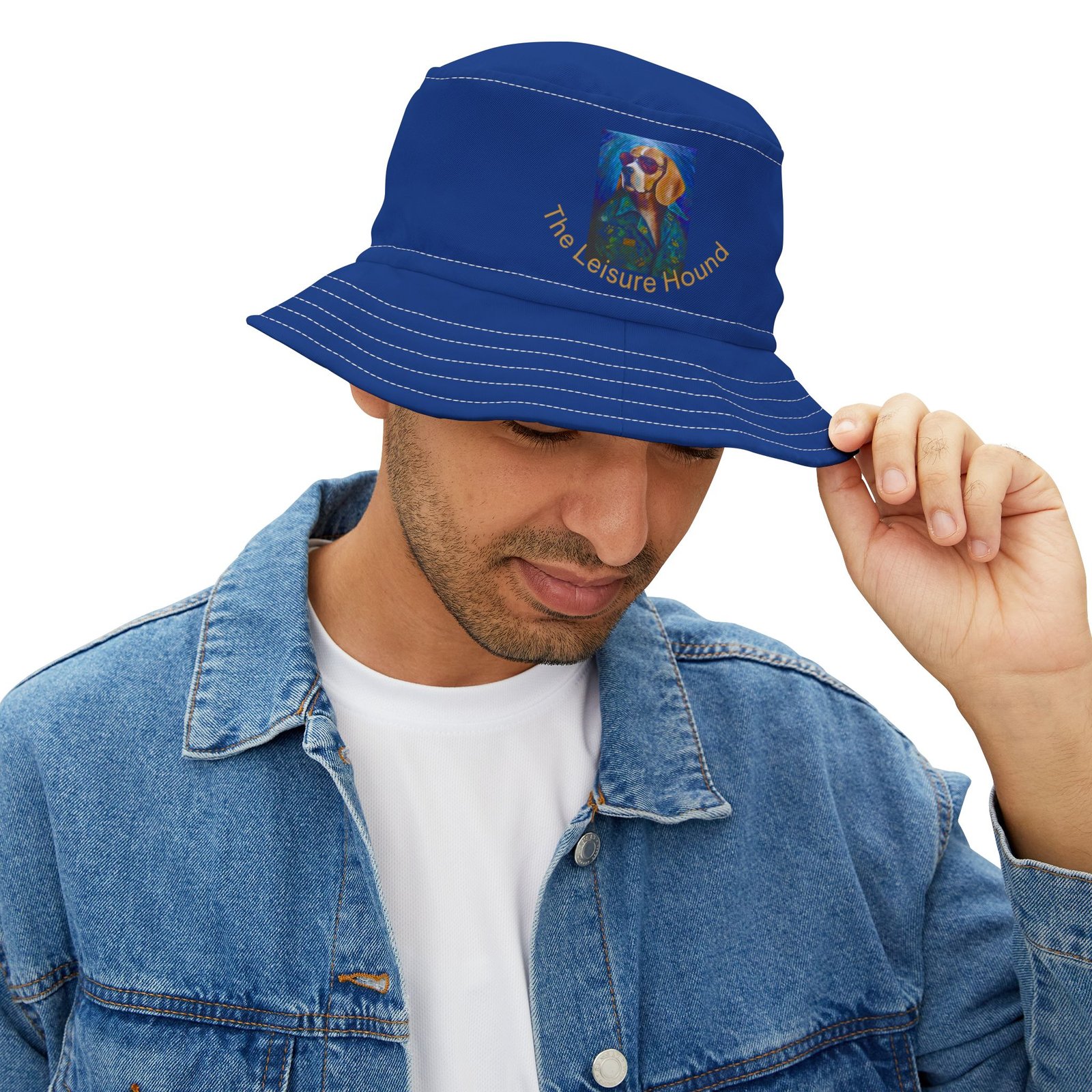 The Leisure Hound Blue  Colorful Retro Summer Bucket Hat - - Image 2