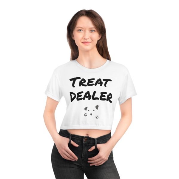 Cute Dog Lover Crop Tee - 'Treat Dealer' Design - Image 3