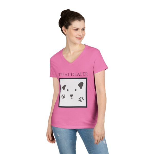 Funny Ladies' V-Neck T-Shirt - "Treat Dealer” - Image 36