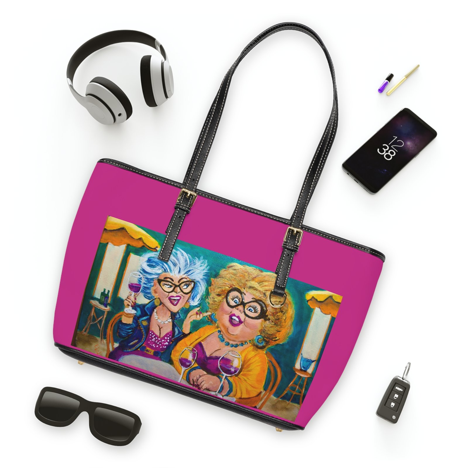 Partners in Wine on Pink Chic PU Leather Shoulder Bag - Partners in Wine - Image 3