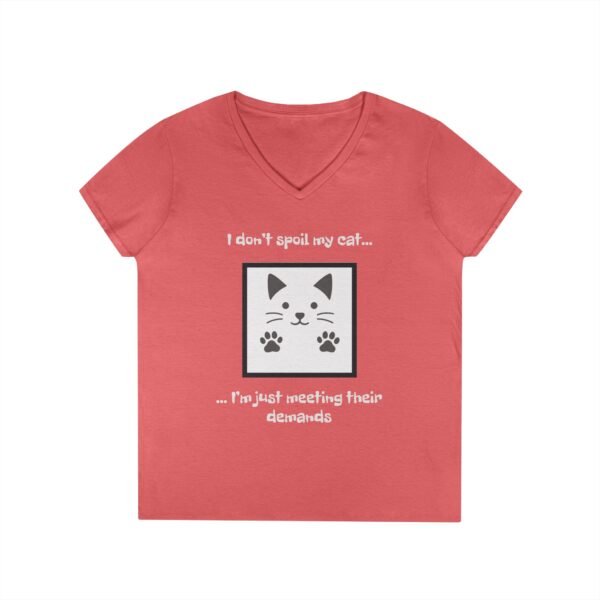 Cat Lover V-Neck T-Shirt - I don’t Spoil my Cat I am just meeting their demands - Image 4