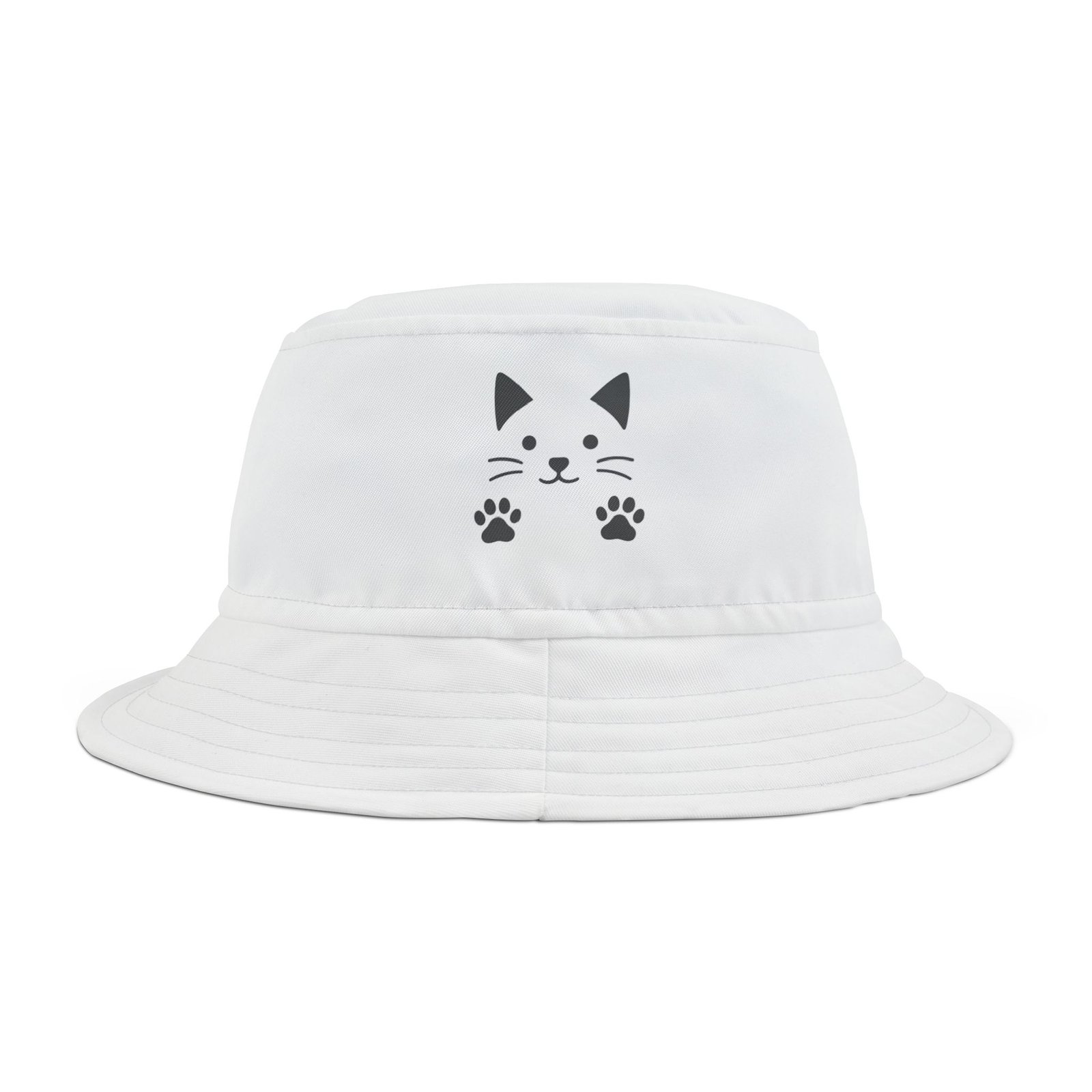 White  Cat  Colorful Retro Summer Bucket Hat -