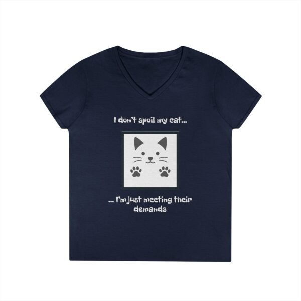 Cat Lover V-Neck T-Shirt - I don’t Spoil my Cat I am just meeting their demands - Image 22