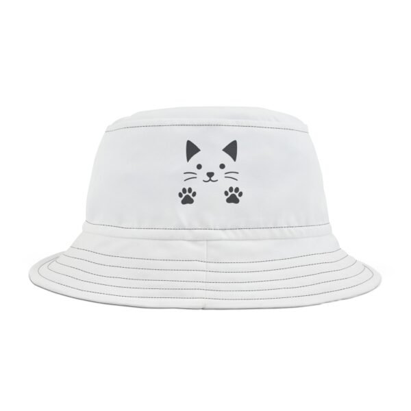 White  Cat  Colorful Retro Summer Bucket Hat - - Image 4
