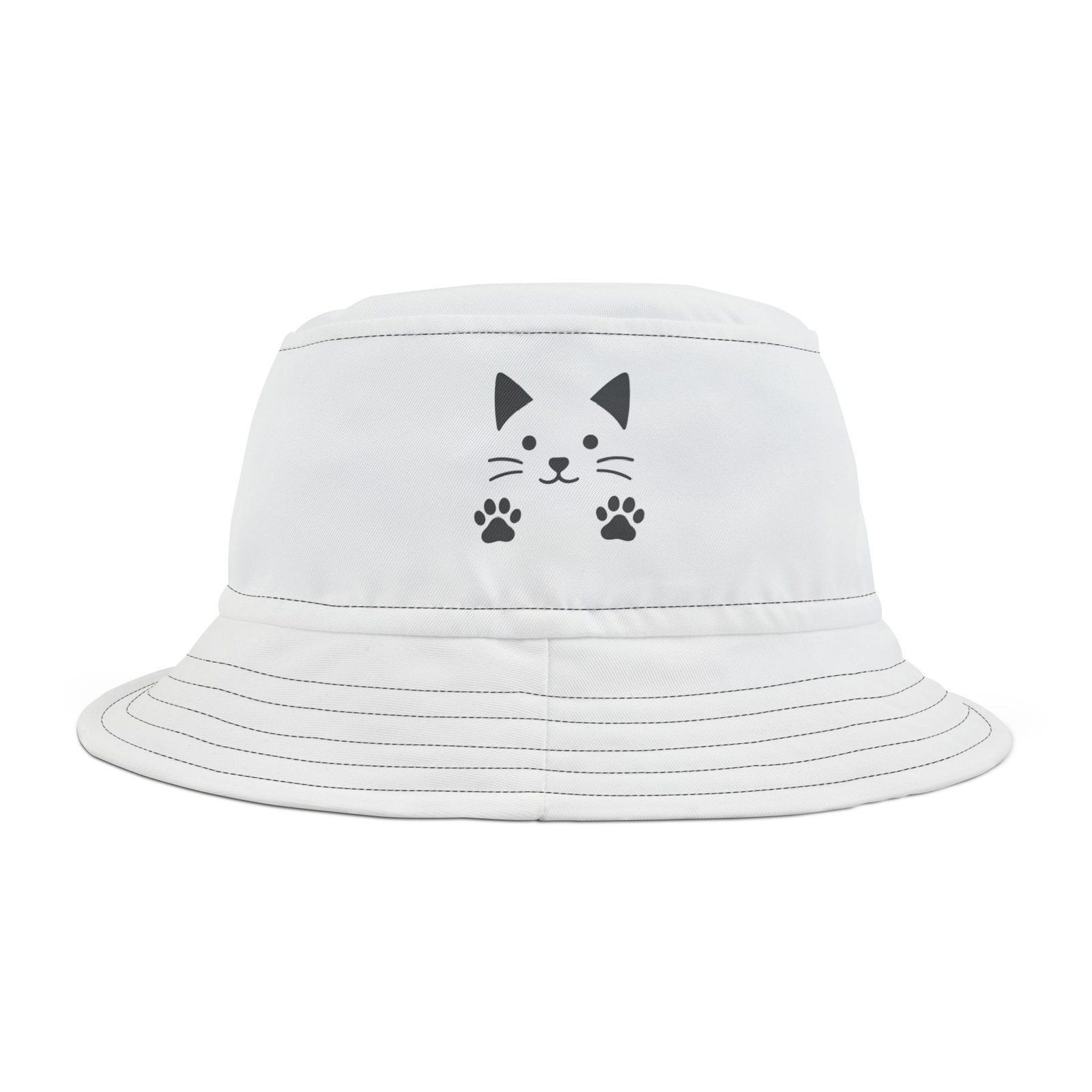 White  Cat  Colorful Retro Summer Bucket Hat - - Image 4
