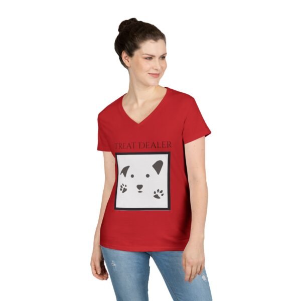 Funny Ladies' V-Neck T-Shirt - "Treat Dealer” - Image 42