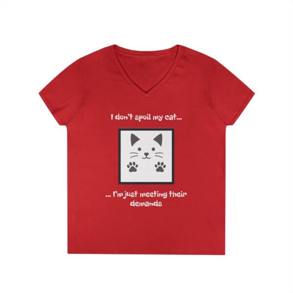 Cat Lover V-Neck T-Shirt - I don’t Spoil my Cat I am just meeting their demands - Image 37