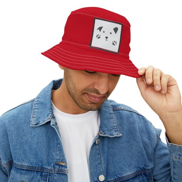 Gud Dog Dark Red   Colorful Retro Summer Bucket Hat - - Image 2