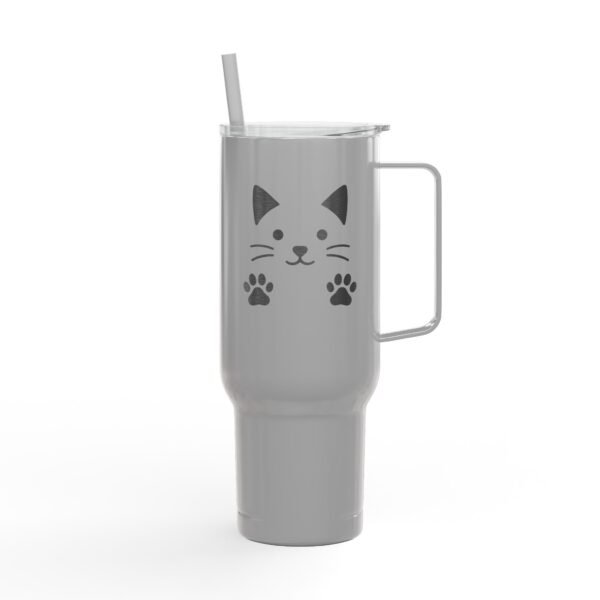 Tumbler Insulated with Lid - Cat Demands Engraved Design - Image 7