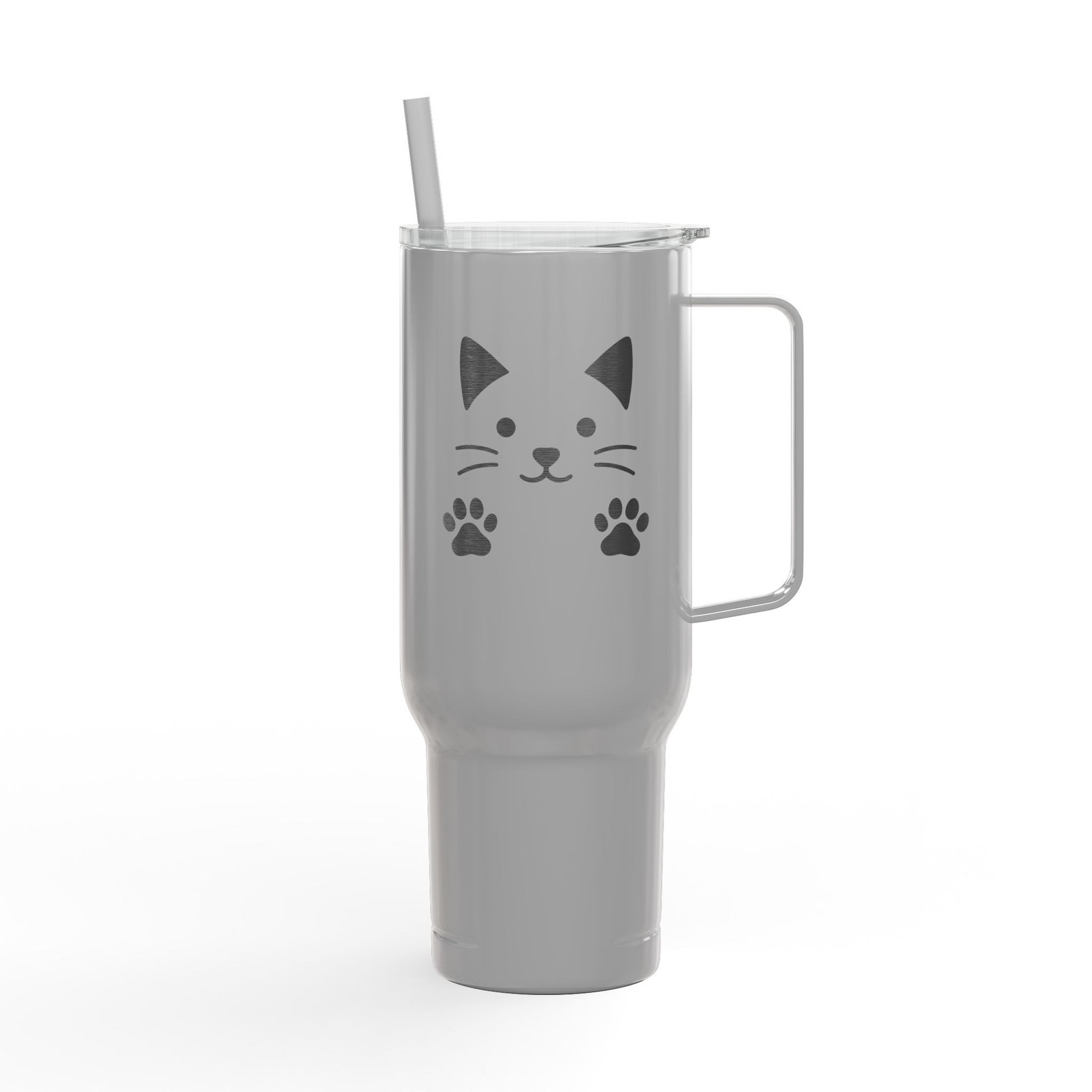 Tumbler Insulated with Lid - Cat Demands Engraved Design - Image 7
