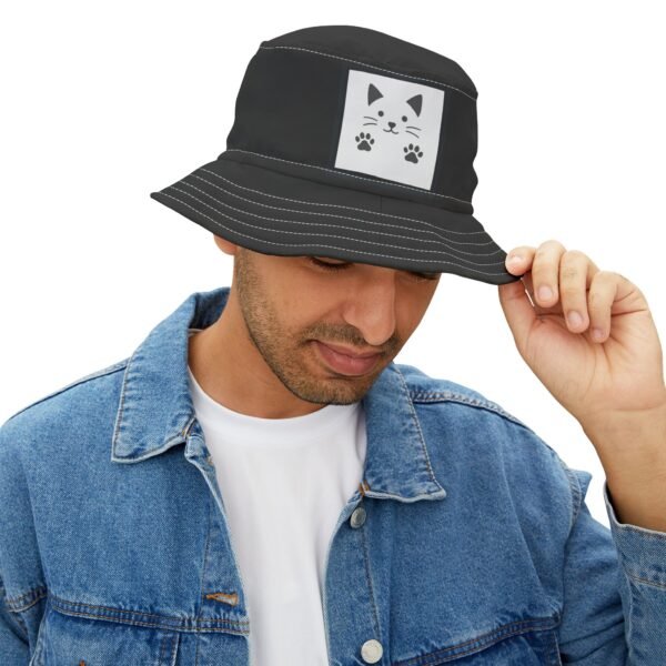 Black Cat Colorful Retro Summer Bucket Hat - - Image 2