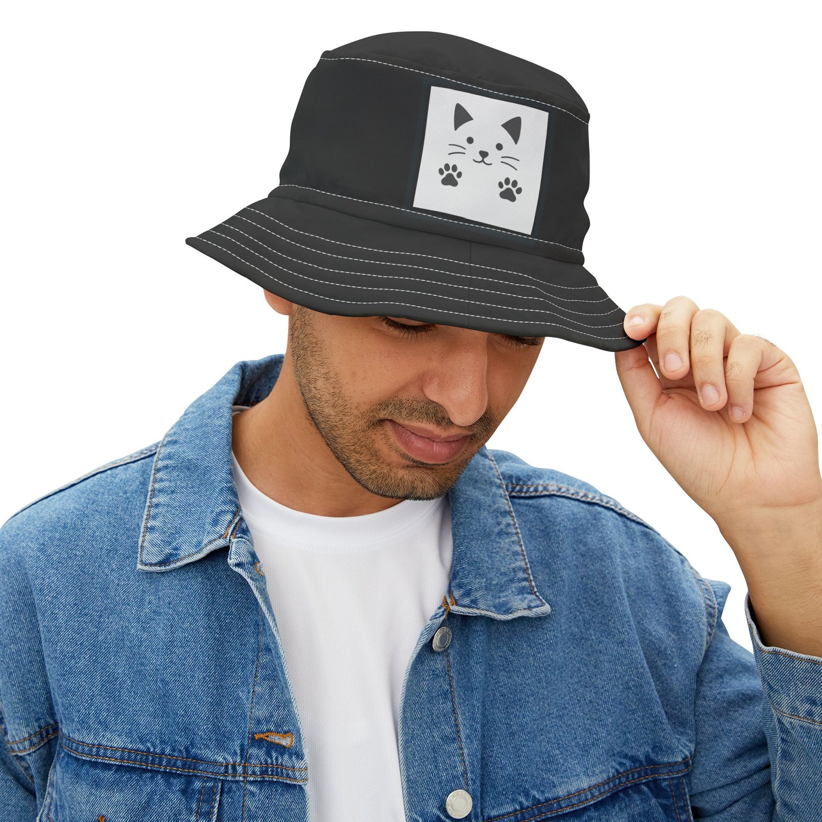 Black Cat Colorful Retro Summer Bucket Hat - - Image 2