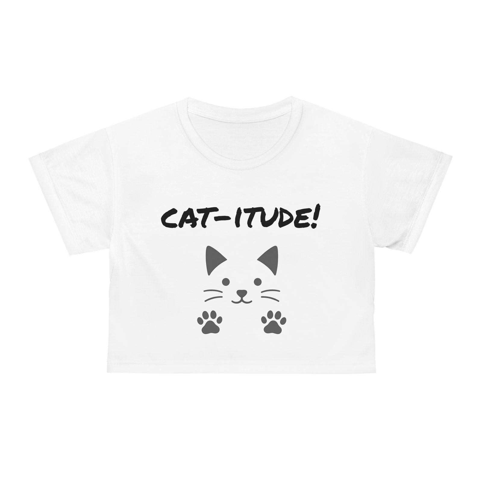 Crop Tee - Cat-itude Graphic T-Shirt