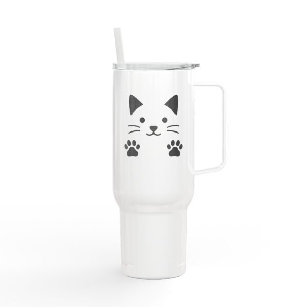 Tumbler Insulated with Lid - Cat Demands Engraved Design - Image 2