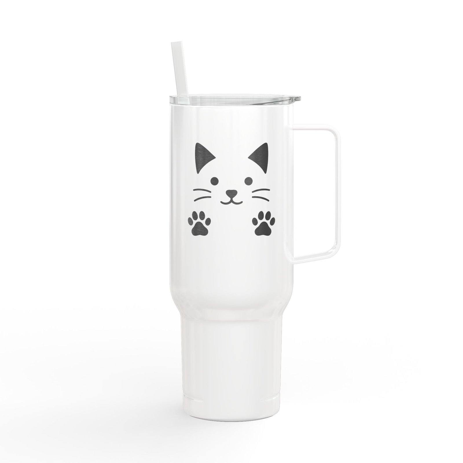 Tumbler Insulated with Lid - Cat Demands Engraved Design - Image 2