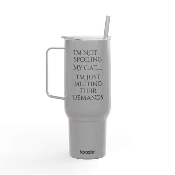 Tumbler Insulated with Lid - Cat Demands Engraved Design - Image 6