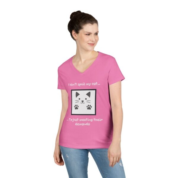 Cat Lover V-Neck T-Shirt - I don’t Spoil my Cat I am just meeting their demands - Image 33