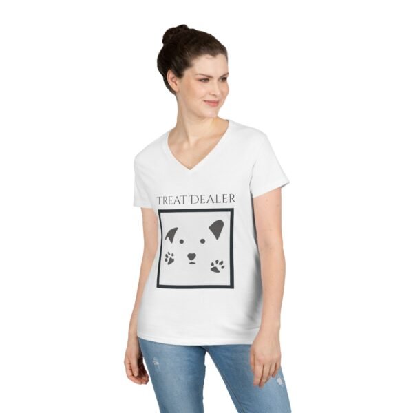 Funny Ladies' V-Neck T-Shirt - "Treat Dealer” - Image 3